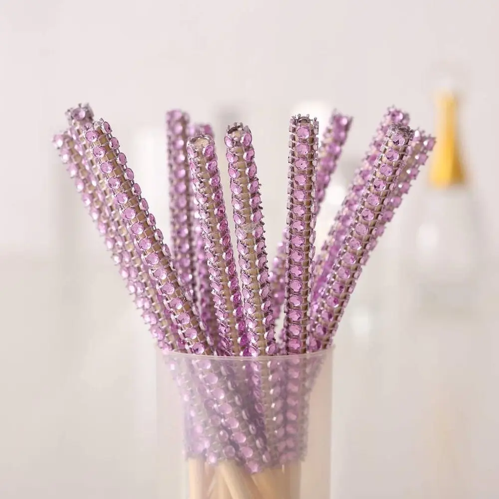 Palitos de bambú con diamantes de imitación para fruta, palitos creativos de caramelo para pastel, Chocolate y caramelo, 12 piezas