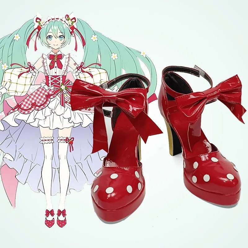 Mikuu SNOW MIKU Cosplay Shoes Anime Women Game 15th Anniversary Strawberry