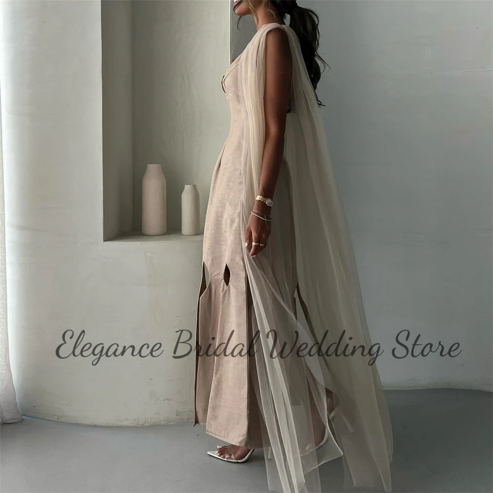 Prom Gown Sleeveless A-line Charming Hollow Out O-Neck Ankle-Length Evening Dresses for Women فساتين السهرة 2024 جديده