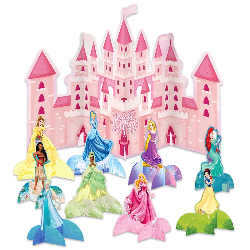

10Pcs Disney Princess Themed Paper Ornament Desktop Decorations Dream Castle & Princess Design Party Favors