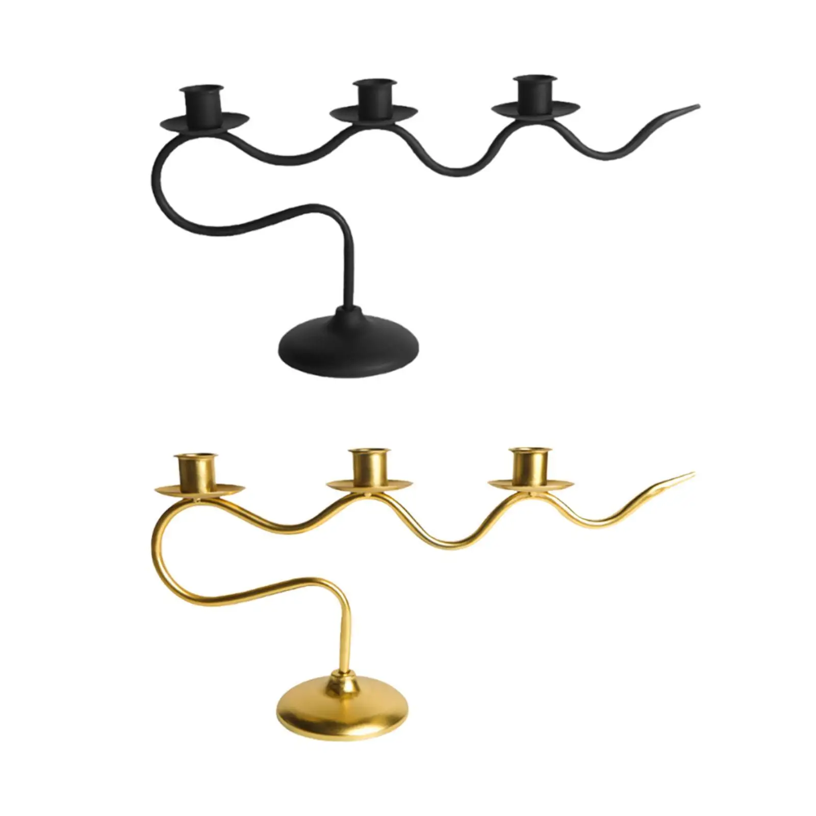 Iron Candle Holder 3 Arm Candlestick Home Party Farmhouse Candelabra Candle Stand for Kitchen Counter Housewarming Fireplace