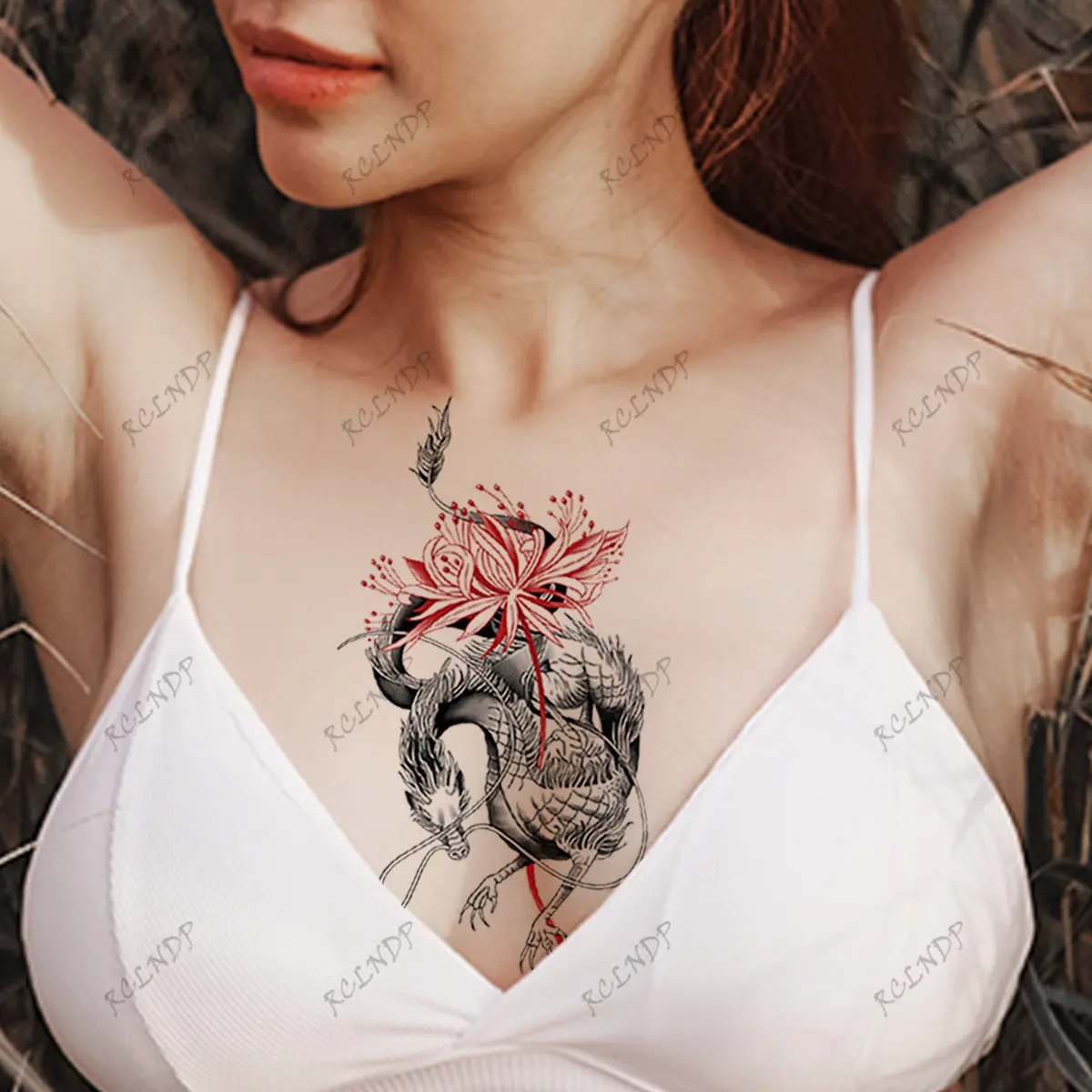 Waterproof Temporary Tattoo Sticker Chinese Dragon Flower Butterfly Back Chest Arm Leg Flash Tatoo Fake Tatto Art for Woman Men