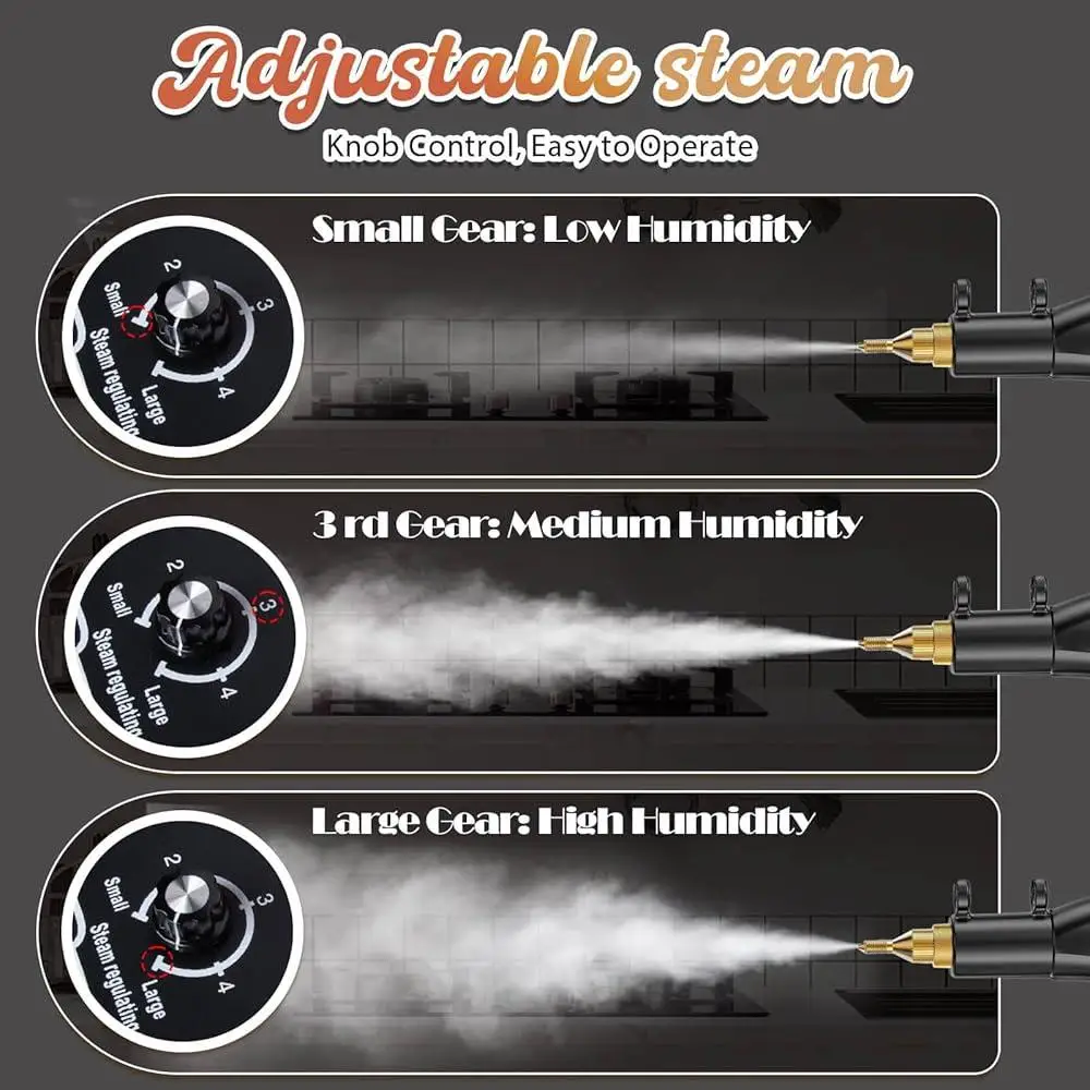 منظف بخار محمول بالضغط العالي مُبخّر تنجيد محمول بقوة 1500 وات معقم قوي للتنظيف العميق بالبخار مع دليل المستخدم