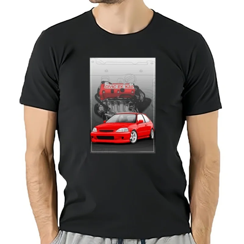 Civic EK trappe avec un moteur D16 B16 K20 H22 Футболка été hommes à manches courtes Hip Hop garçon t-shirts blancs Voi