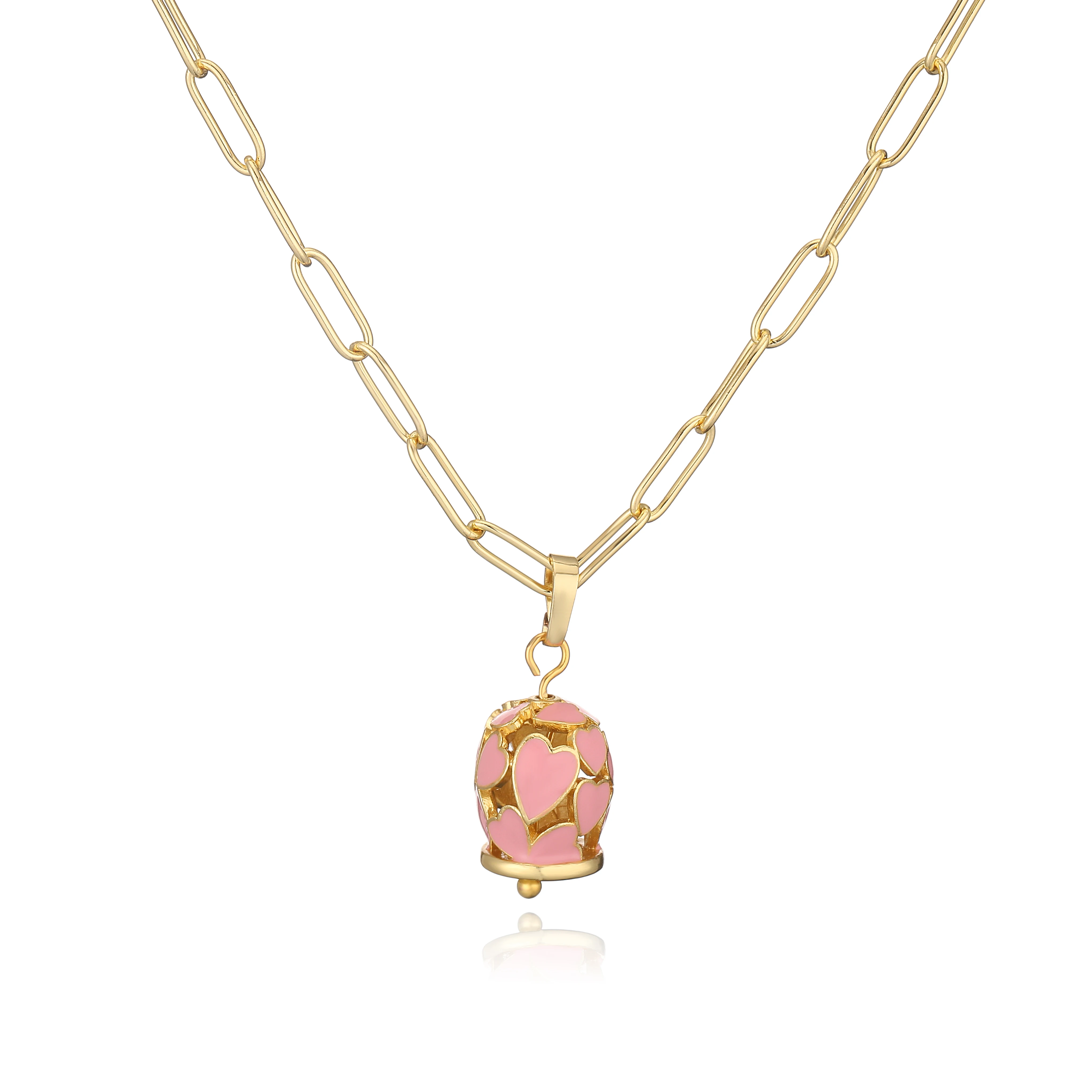 HECHENG ، المينا نازف النفط موضة بسيطة على شكل قلب جرس قلادة البوهيمي عطلة نمط المرأة مجوهرات قلادة 1 قطعة