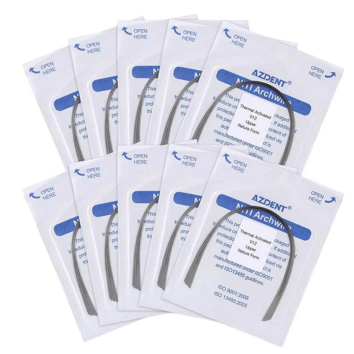 10 Stück/Packung AZDENT Dental Kieferorthopädische Wärmeaktivierbare NITI-Bogendrähte Natürliche Form Dental-Bogendraht Rechteckig/Rund – Detail 10