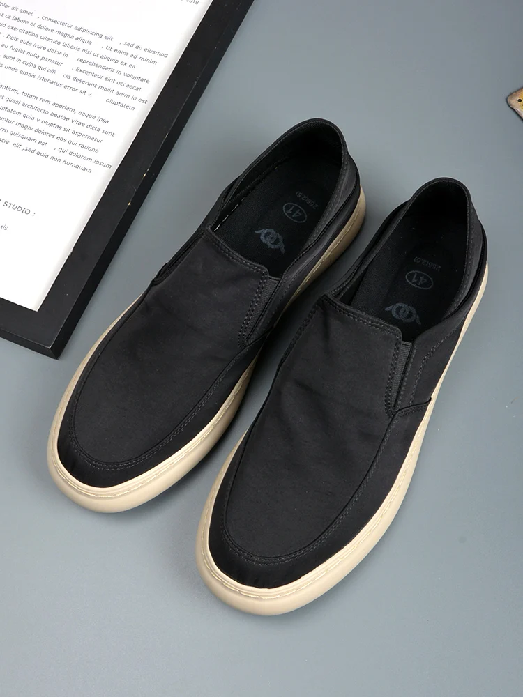

BaoDa 2025 New Men's Low Canvas Slip-On Casual oes Korean Sle Trendy Beijing Old Driver oes Breathable Flat Heel round Toe