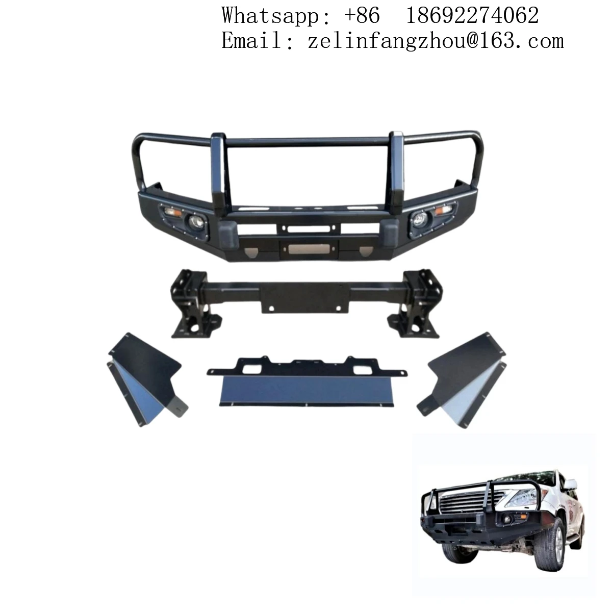 

Steel Front Bumper Kit Fit LX570 2007-2015 LC200 w/ Fog Light Cutouts Bolt-On Off-Road Heavy Duty 1 Year Warranty