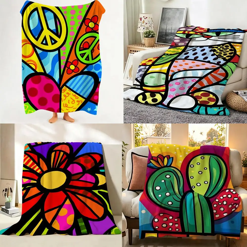 

Artist R-Romero B-Britto Throw hot Flannel Throw Blanket Suitable for Sofa、Living Room、Bedroom soft