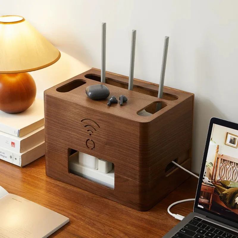 black-walnut-wifi-router-storage-box-wire-power-strip-socket-storage-cat-set-top-box