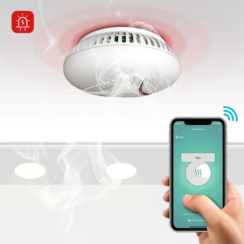 FOR Fire fighting smart home interlinked 2.4Ghz Wi-Fi smoke alarm system with EN14604 AS3786