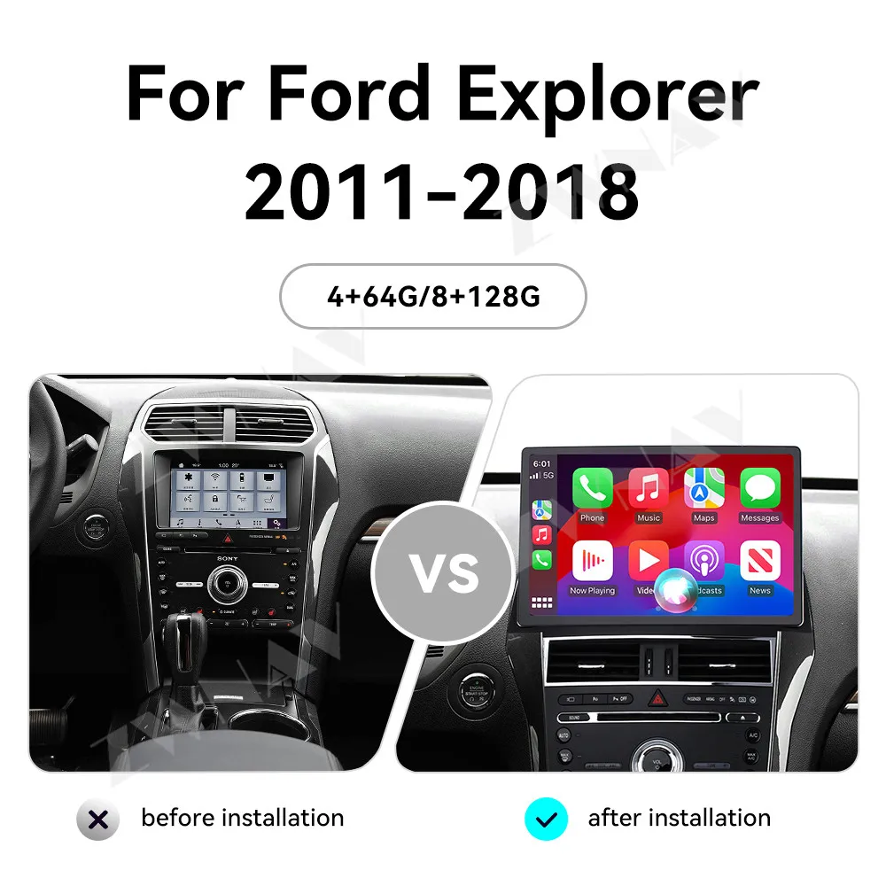 ZWNAV Android 14 Car Radio For Ford Explorer 2011-2018 GPS Navigation Wireless CarPlay Android Auto DSP Sound WIFI 4G System