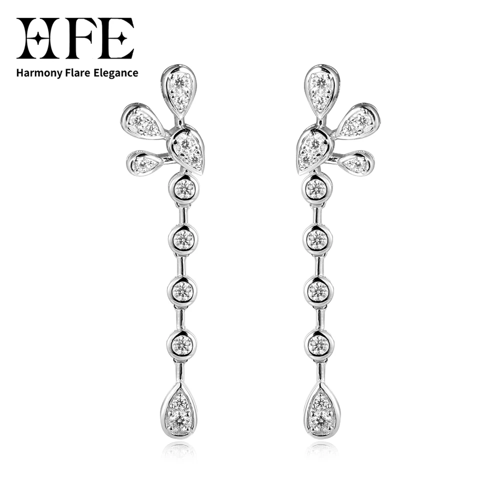 

HFE Moissanite Long Wire Earrings Pure S925 Sterling Silver Hypoallergenic Light and Comfortable Simple Style Suitable for Women
