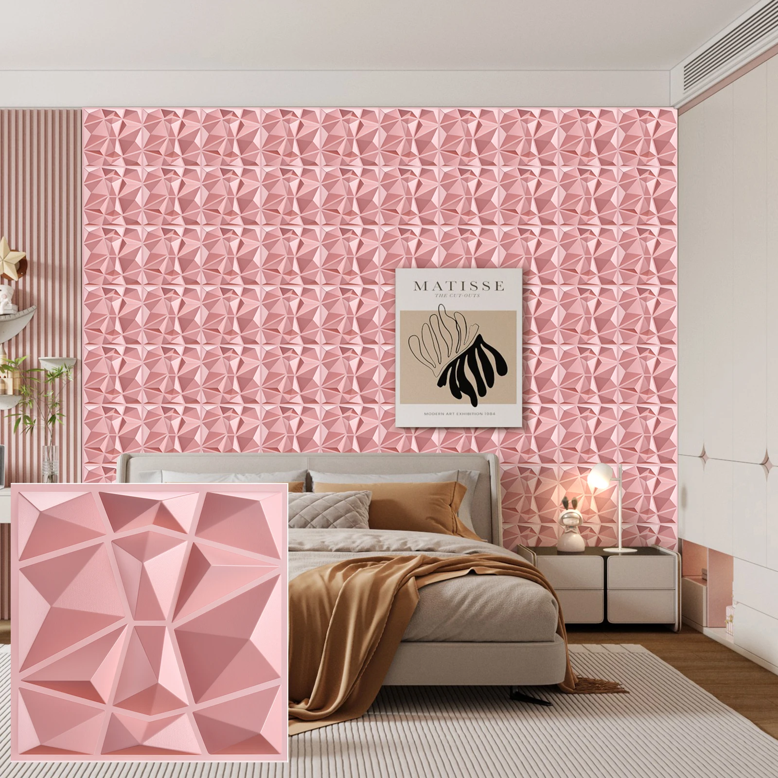 KUUJOJO 3D textured wall panel for indoor wall decoration, suitable for living room, hall, bedroom, hotel, office, send tape