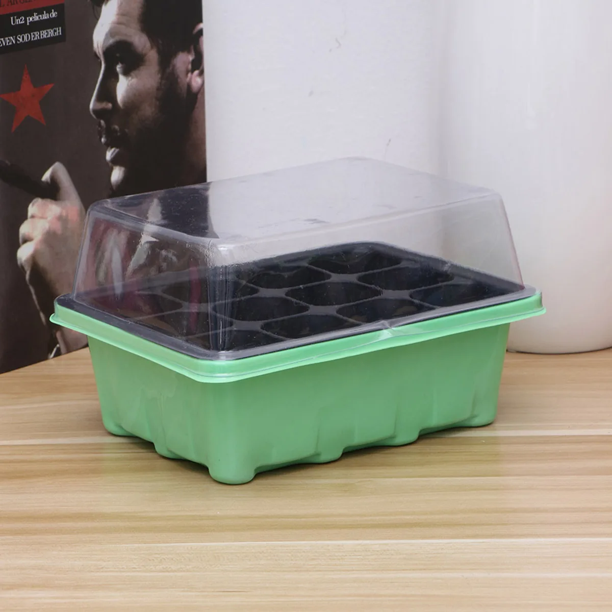 

1Pcs 12-Cell Nursery Box Plastic Sprouter Tray 18x14x6cm Transparent Lid Moisturizing Growing Tray for Gardening Bonsai