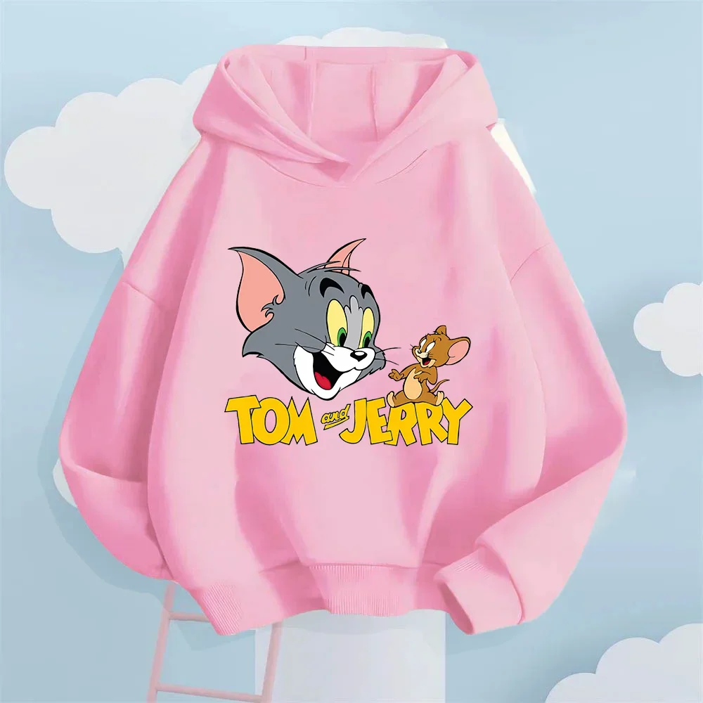 Sudadera con capucha para niños y niñas de otoño con patron de Tom y Jerry de Dobojos Animados Adeva para niños de 3 14 سنة