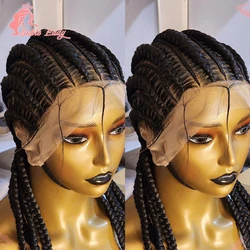 Full Lace Braided Wigs Synthetic Cornrow Braids Lace Wigs For Black Women 36