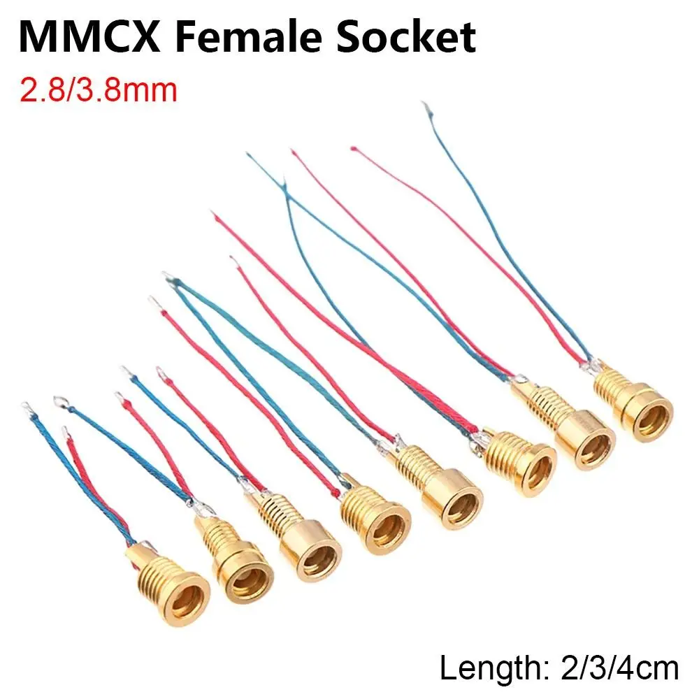 1Pcs Pure Copper Gold-Plated MMCX Female Socket With Soldering Wires Universal Audio Pin Socket Built-in Threaded Nut Holder