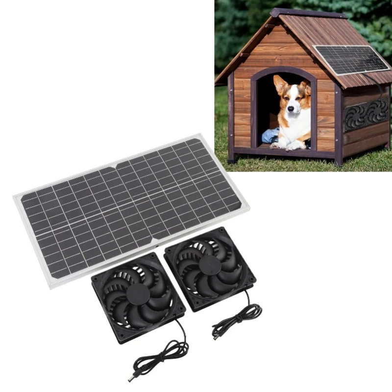 80W Double Solar Exhaust Fan Monocrystalline Silicon Panel IPX7 Rain Proof High Speed Low Noise 6 7in Solar Ventilation Fan