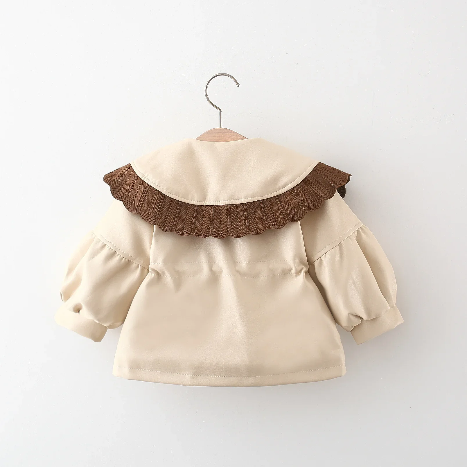 2024 Autumn Winter Outerwear Baby Girl Coats Korean Style Fashion PU Doll Collar Cute Newborn Warm Jacket Toddler Clothes BC853