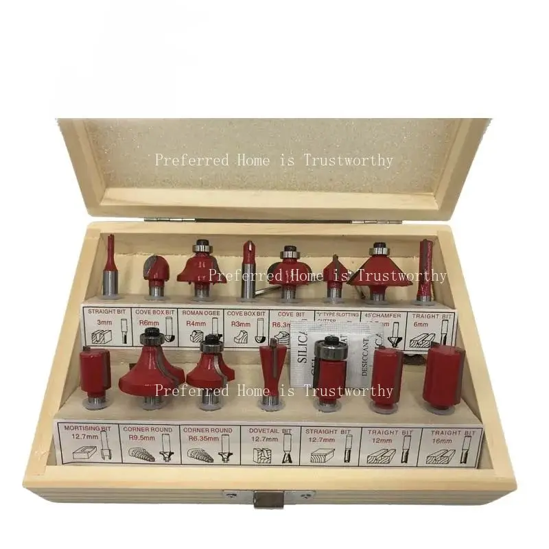 

Suitable for 6Handles,12 Piece Set15 Piece Set, Wooden Box Woodworking Milling Cutter,Straight Edge,Rounded Corner MillingCutter