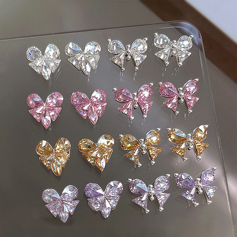 5PC zircon Splicing Love Heart Nail Art Bow Rhinestone Crystal Diamond Butterfly Charms Accessories For Nail Decoration Supplies