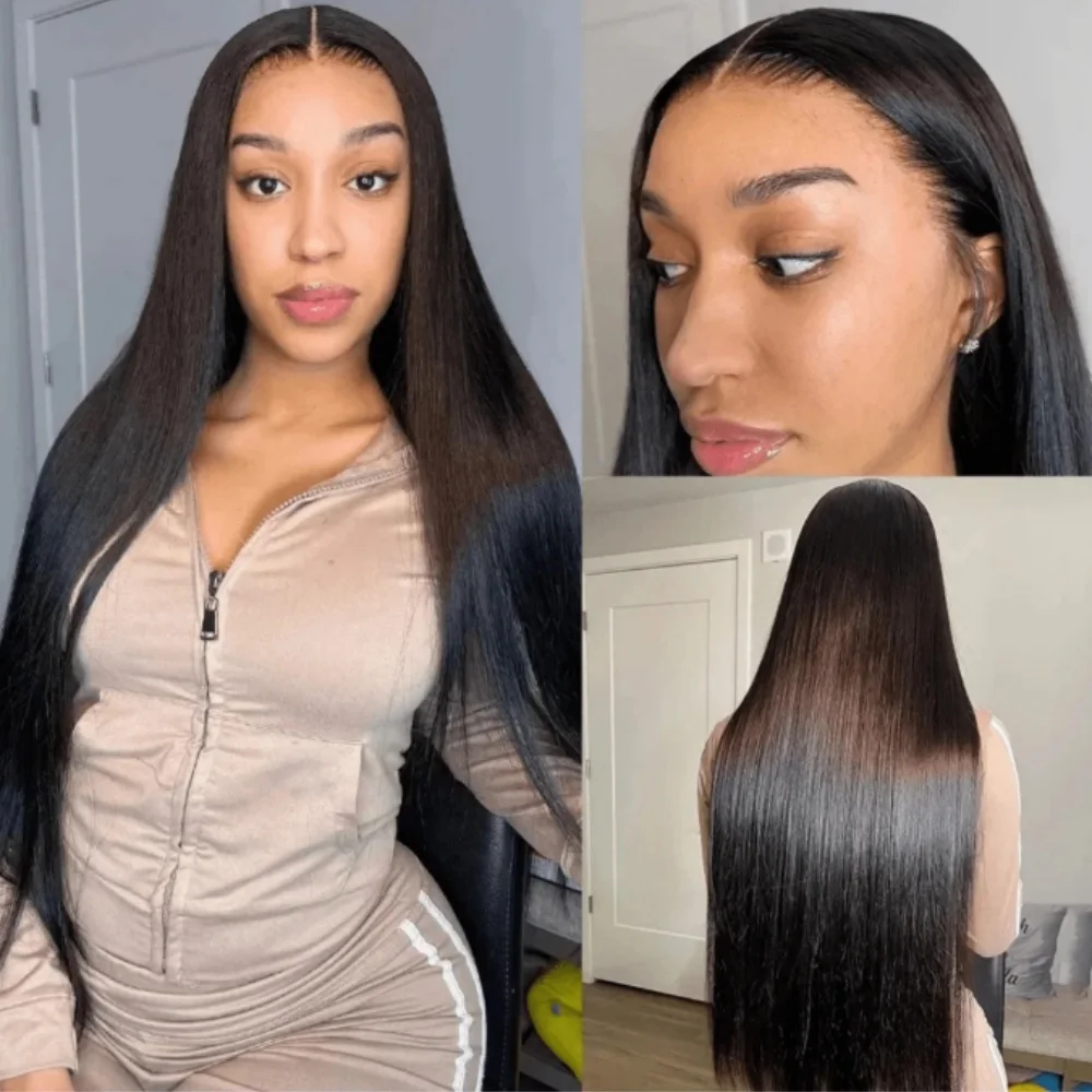 Bone Straight Lace Frontal Wigs Human Hair 360 13x4 Lace Fontal Wigs For Women Pre Plucked Brazilian Remy Hair Wigs on Sale