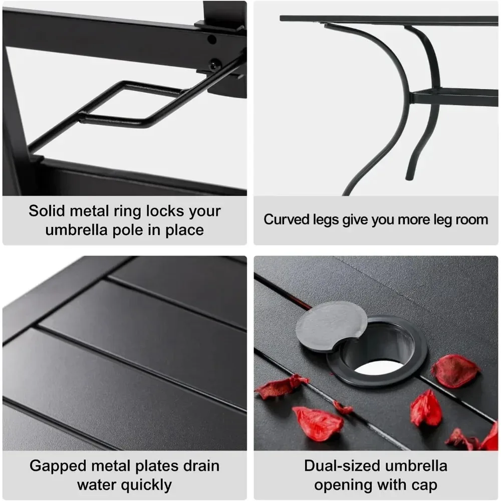 Terrasmeubilair Set Voor 6 Stuks, 6 Stapelbare Aluminium Stoelen En Rechthoekige Tafel, Buitenmeubelset