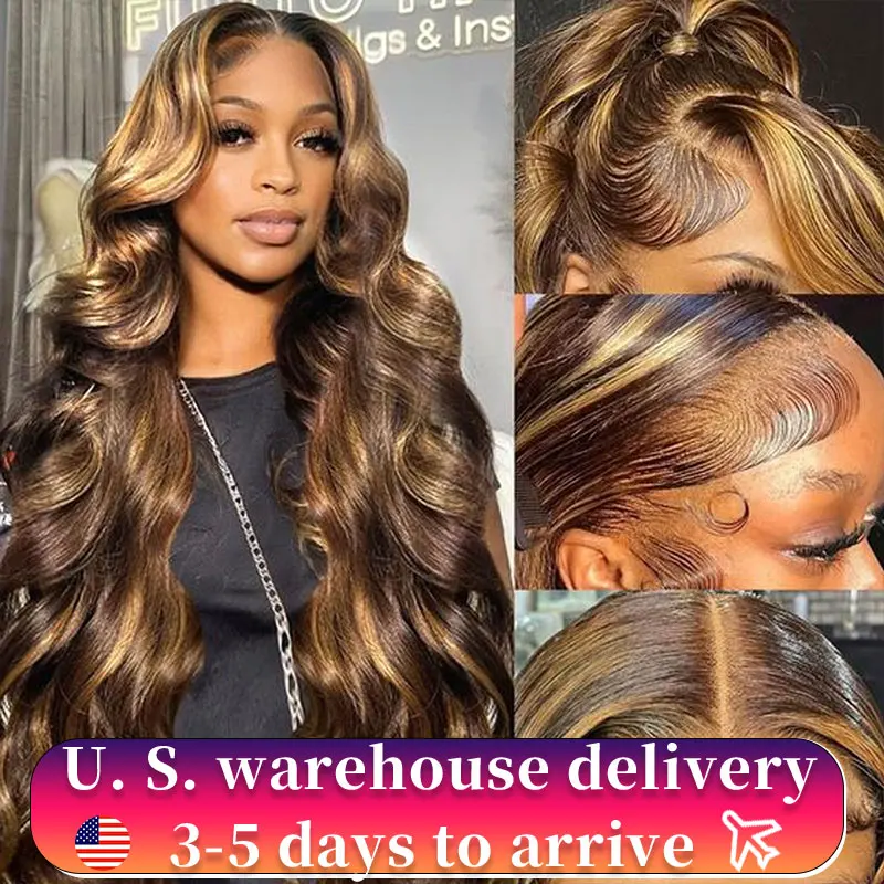 30 40 Inch Highlight 13x4 Lace Front Human Hair Body Wave Brazilian 250 density For Black Women 13x6 Lace Frontal Wig