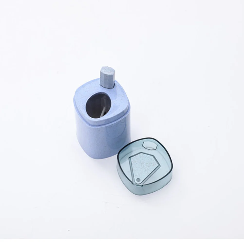 

Automatic Toothpick Dispenser Blue Wheat Straw Pop-Up Press Design Portable Toothpick Holder For Home Travel Kitchen Bar