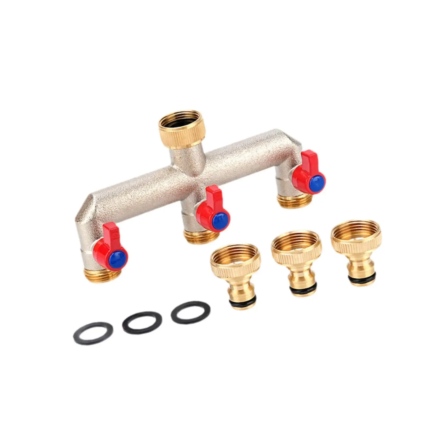 Brass Garden Hose Splitter Tap Adaptor Easy Installation Hose Connect 3 Way Water Spigot Splitter for Home Outdoor RV Sprinkler