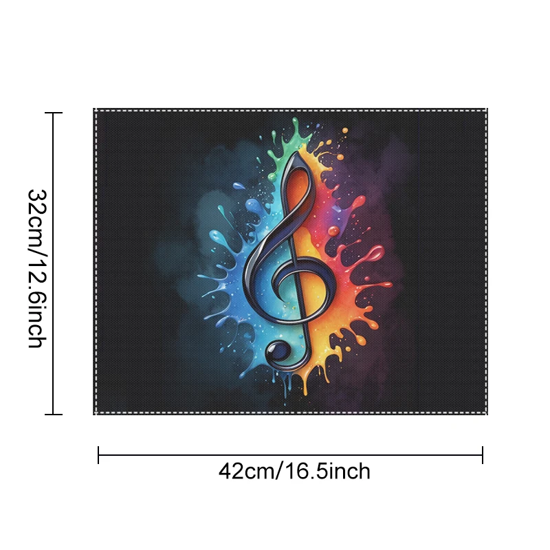 Piano Keyboard Musical Note Print Table Mats for Kitchen Dinner Linen Coasters Coffee Tea Cup Pads Washable Dish Placemat