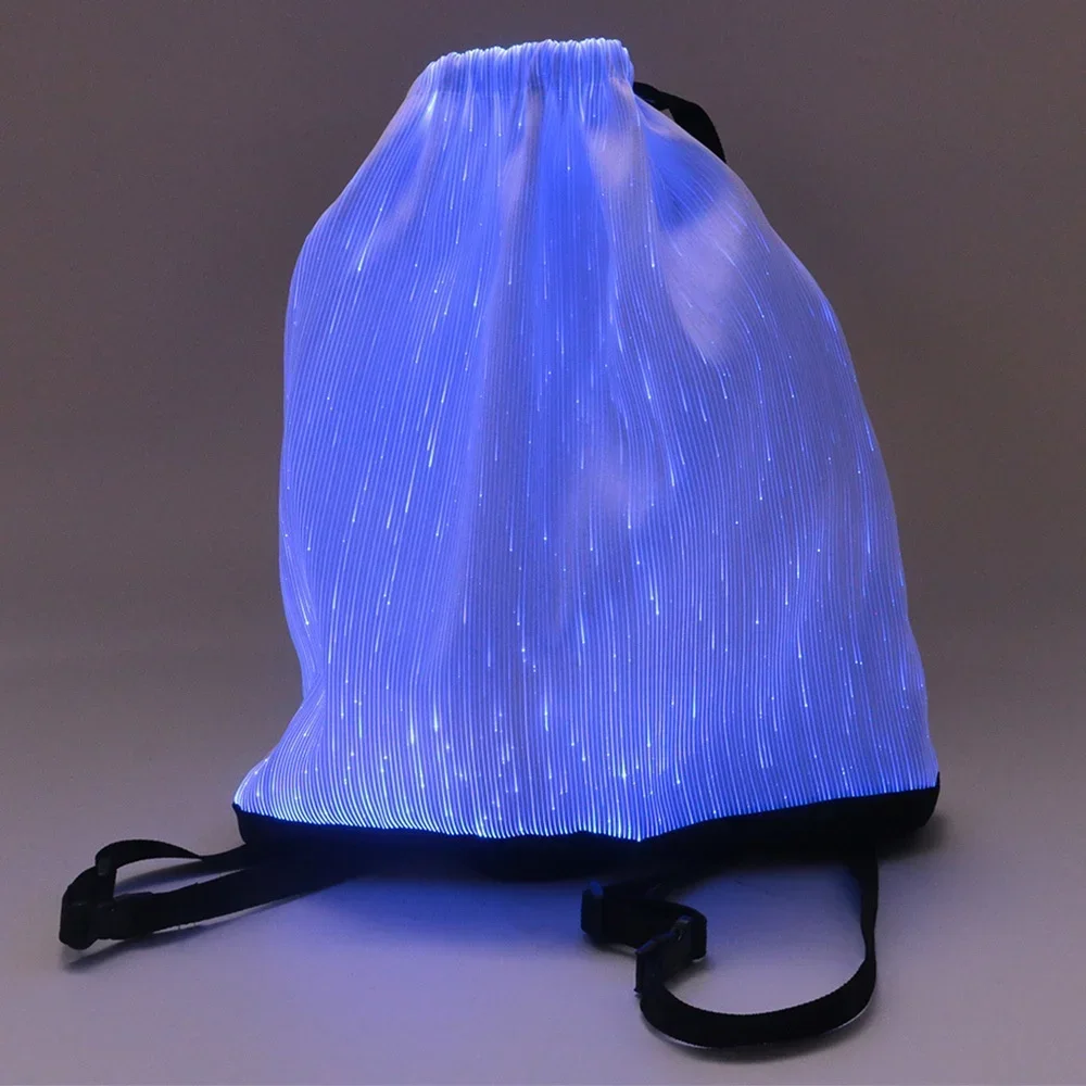 Optical Fiber Fabric Intelligent Luminous Drawstring Bag Colorful LED Backpack Outdoor Running Sport Bag 파우치 сумка Bolsa De Tela