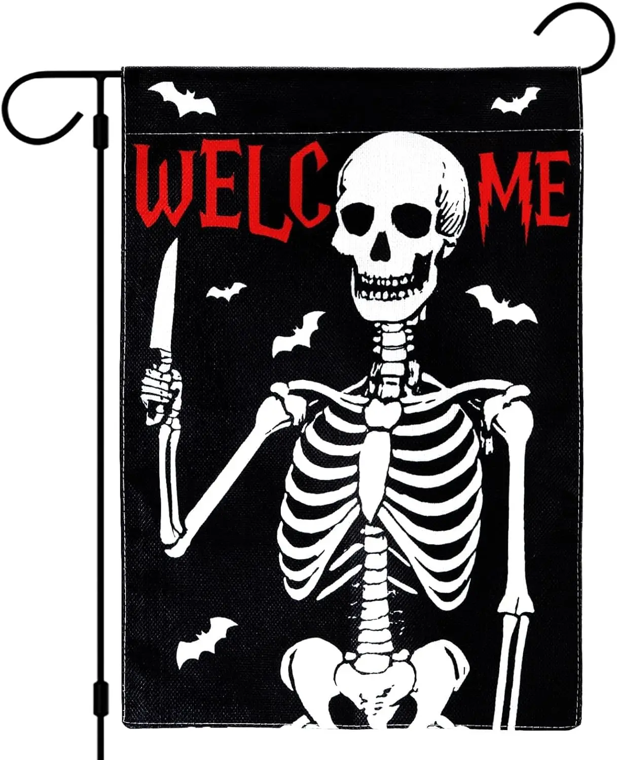 Halloween Garden Flag Halloween Decorations Outdoor Welcome Garden Flags for Outside 12x18 Inch Double Sided Skeleton Decor  SSL