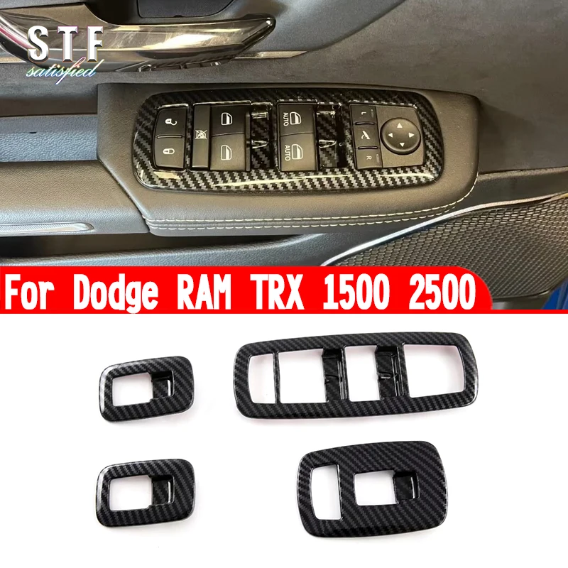 For Dodge RAM TRX 1500 2500 2022 2023 2024 Car Accessories Interior Door Window Buttons Cover Trim Molding Decoration Stickers