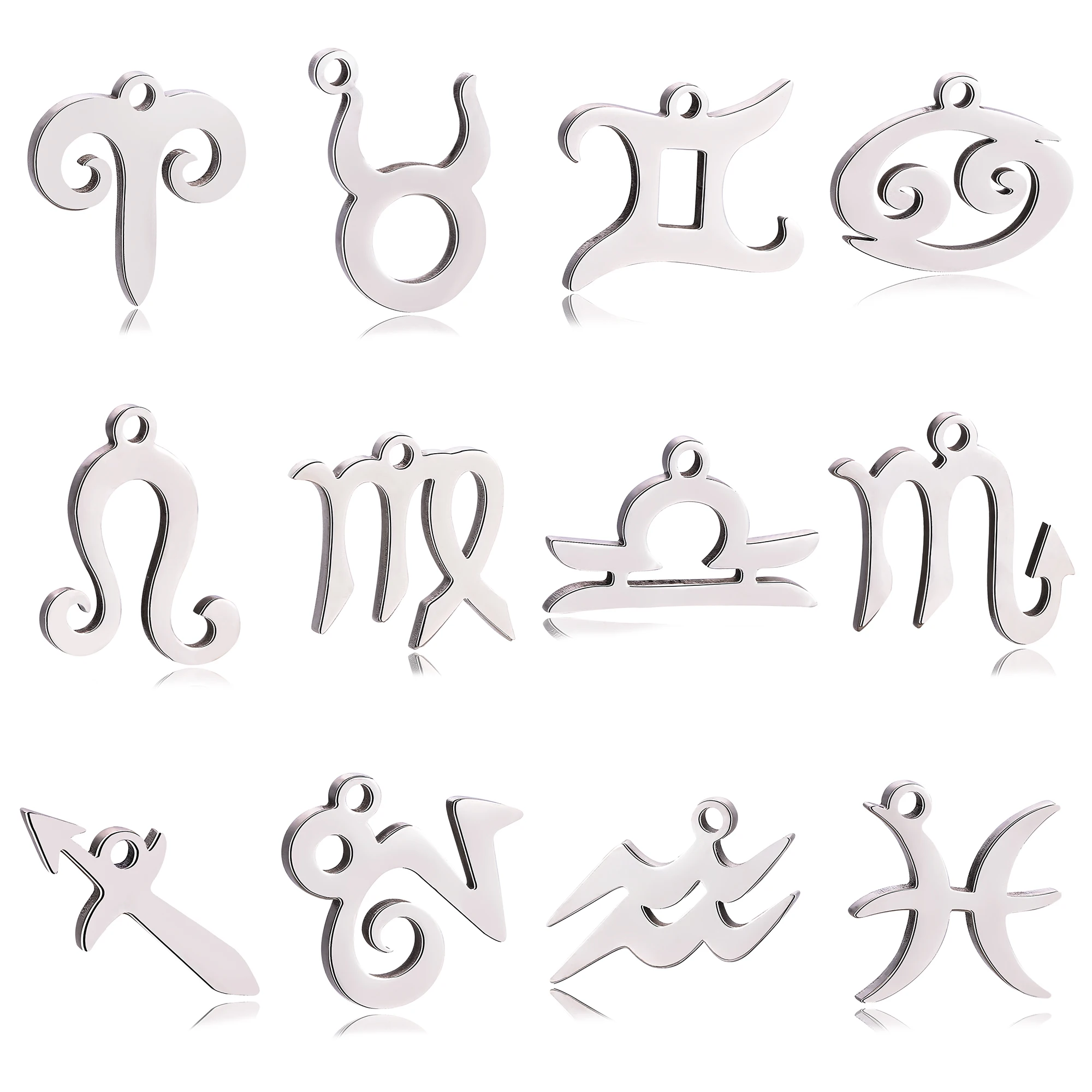5Pcs/Lot Star Sign of Birth Month Zodiac Sign Charms for Jewelry Making 12 Constellation Pendants Diy Necklace Bracelet Crafting