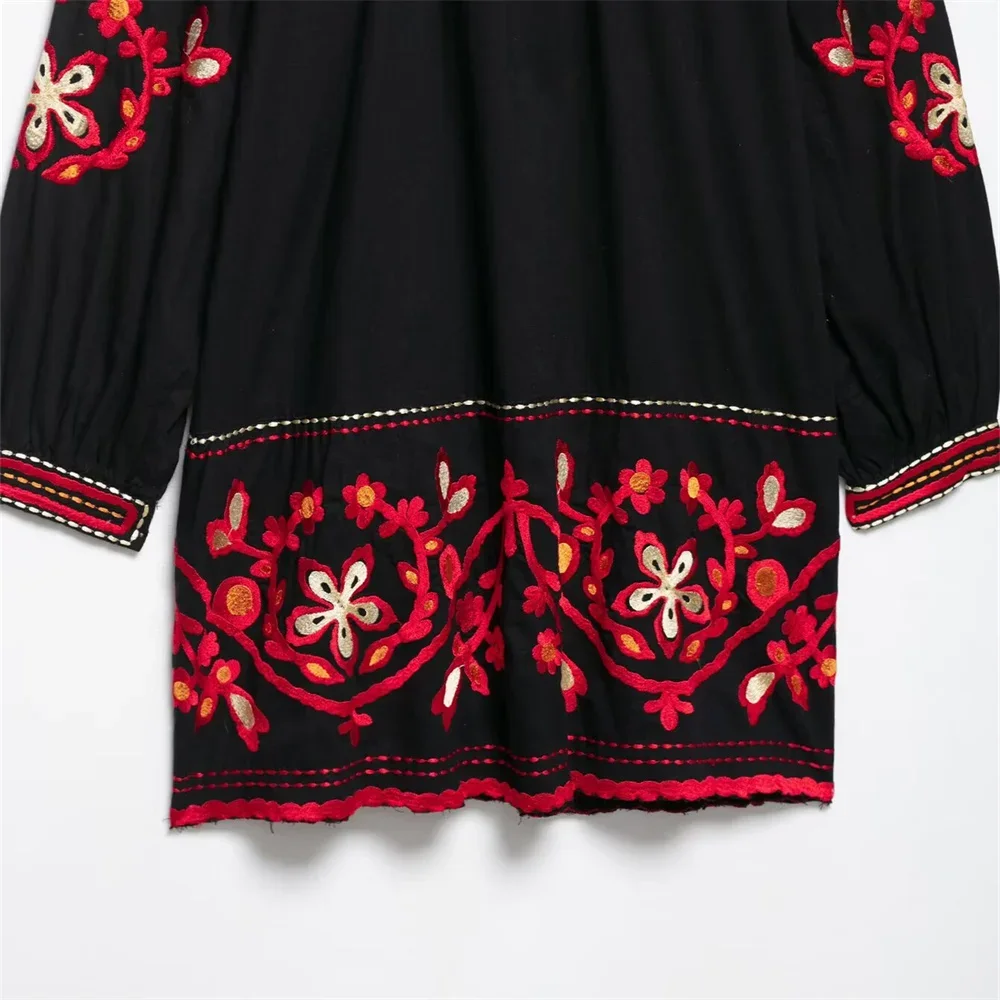 LIBIELIY ผู้หญิงชุดเดรสสั้นปักคอวีตกแต่งลูกไม้ฤดูใบไม้ผลิ/ฤดูร้อนผลิตภัณฑ์ใหม่ผู้หญิงสวมใส่