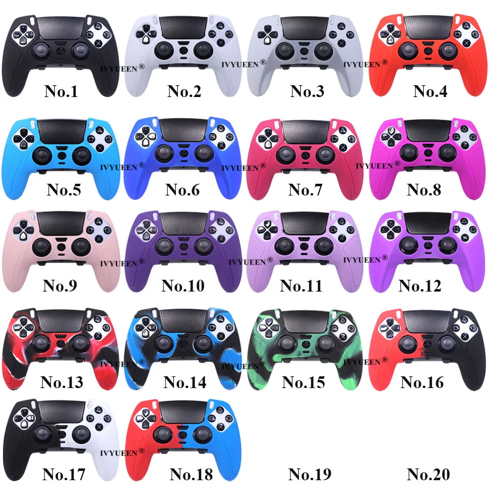 IVYUEEN 10 PCS for PlayStation 5 PS5 Edge Elite Wireless Controller Protective Skin Mix Color Rubber Silicone Case Gamepad Cover