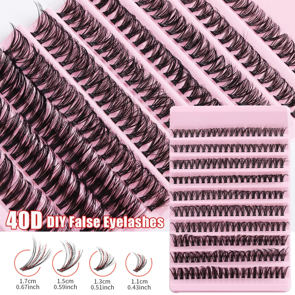 MJ Pestañas Individuales 8-16mm 200pcs Racimos de Pestañas Aspecto Natural Bandeja Mixta DIY Extensión de Pestañas Volumen Racimos 4