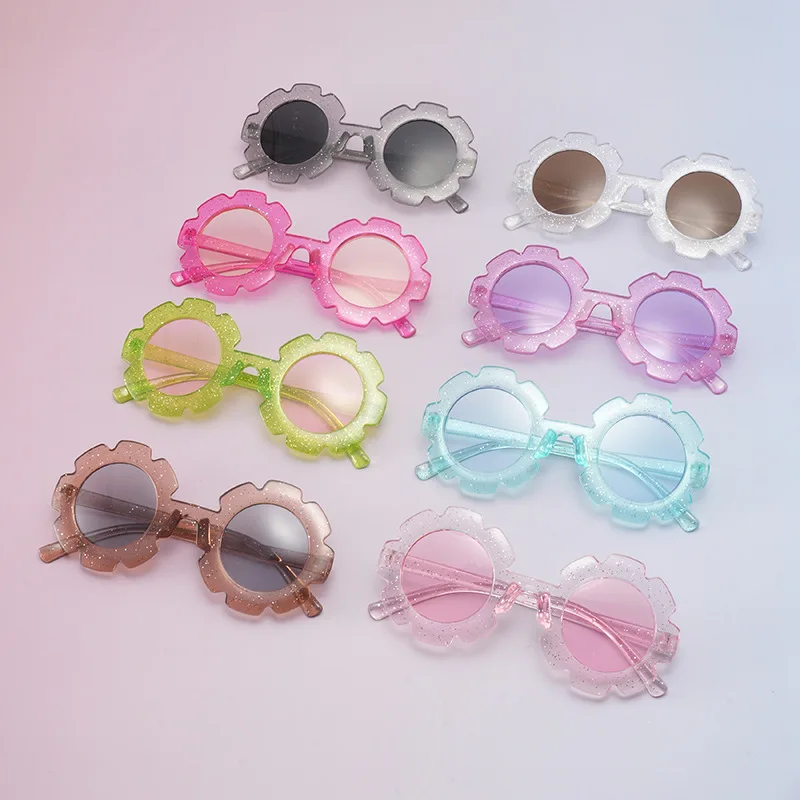 Cute Floral Round Sunglasses Fashion Glasses for Youngsters Durable PC Frame, Perfect for Outdoor Fun & Fashion Shows