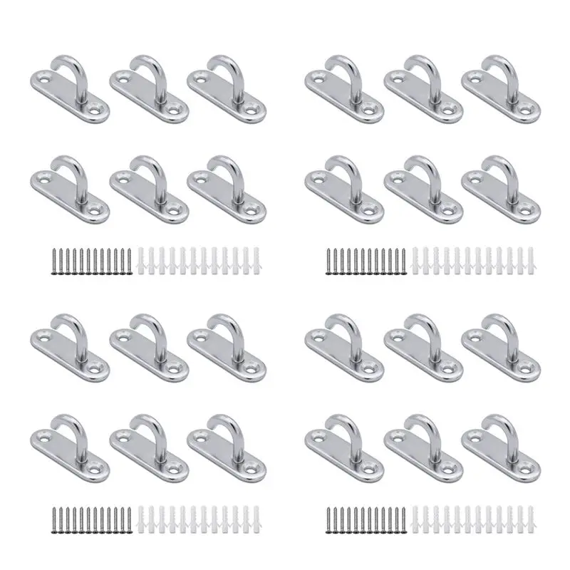 

FIZP 24-упаковка потолочных крючков из нержавеющей стали M5, овальные открытые крючки, коврик для глаз, анкерный винт, настенный крючок для корзины для растений