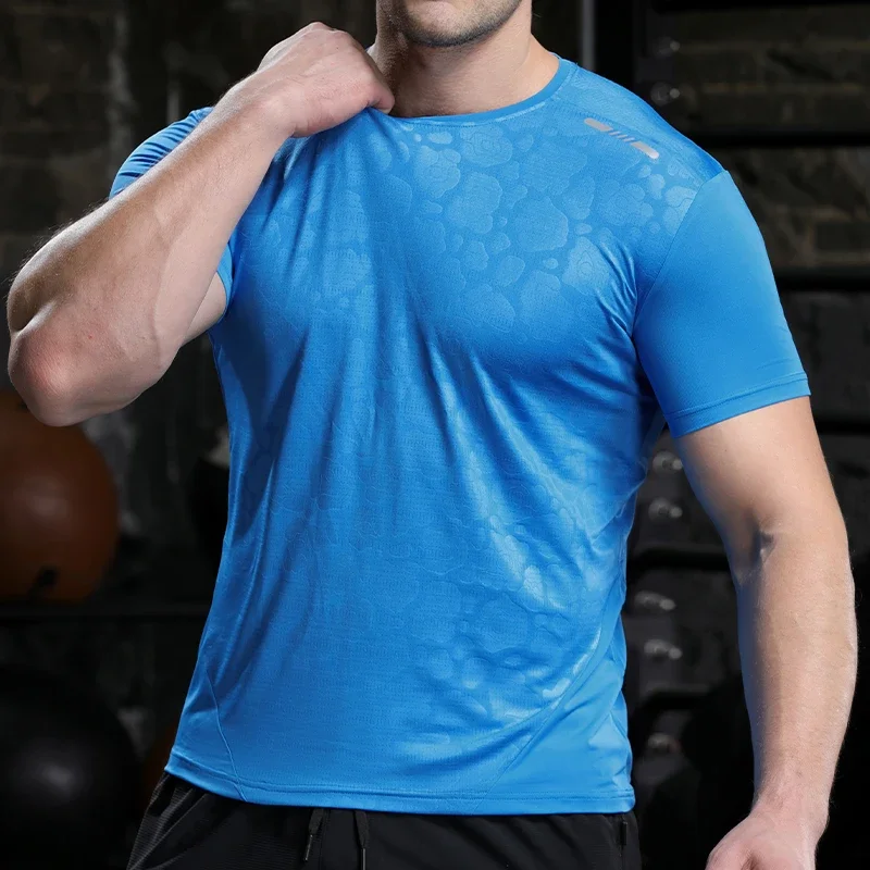Men Running Compression T-shirt Dry Fit Short Sleeve Sport Tees Male Gym Fitness Jogging Sweatshirt Homme Athletic Shirt Tops