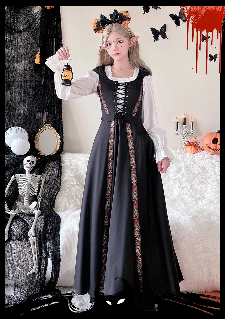 Cosplay Robe de princesse de palais médiévale Renaissance, Costume de fête Vintage victorien en dentelle, longue Robe Sexy, Costume d'halloween