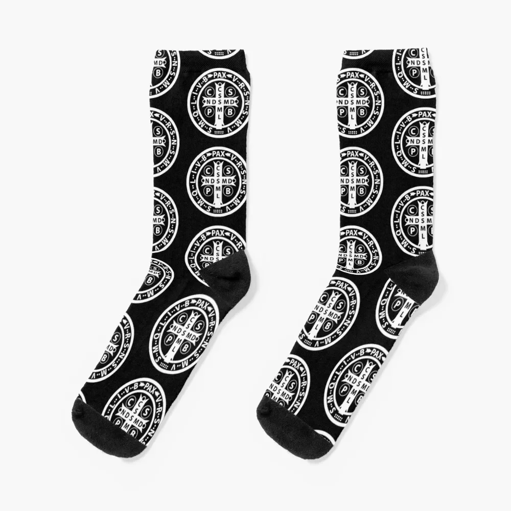 St. Benedict Medal Catholic Icon Socks Stockings compression valentine gift ideas winter gifts Socks Ladies Men's