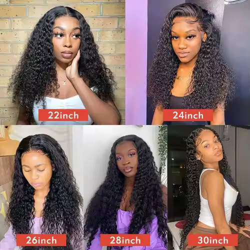 40 44 Inch Deep Wave Lace Front Wig 13x4 13x6 Lace Front Wigs Human Hair 250 Density Transparent Water Wave Curly Lace Front Wig - Image 5