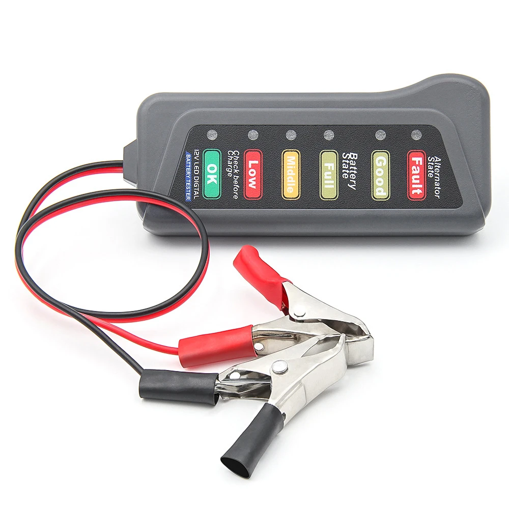 Digital Battery Tester 12V Alternator 6 LED Light Brand New and High Quality Battery Testers Car Diagnostic Tools