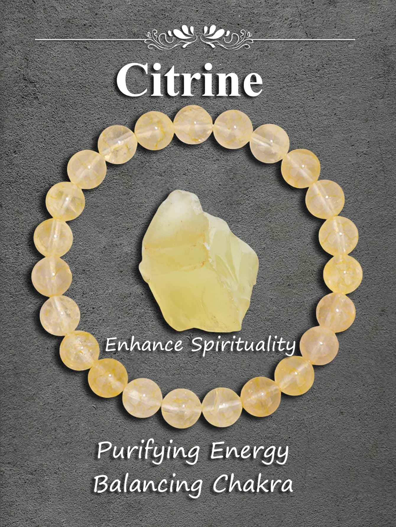 Natural Yellow Citrine Stone Bead Bracelet for Wealth Success Confidence Positive Energy Healing Crystal Jewelry Gift for Women