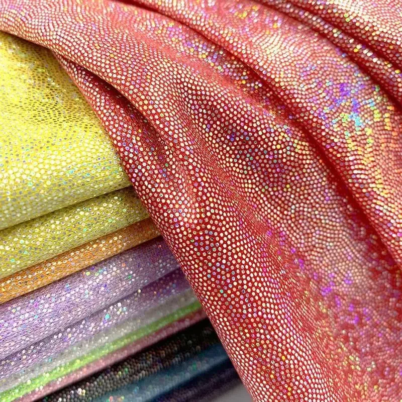 1Pcs 150*100cm Glitter Laser Polyester Fabric Iridescent Holographic Wedding Party Background Doll Clothing Decor DIY Material