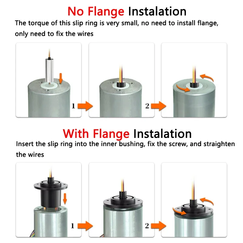 Anel coletor de chapéu AC 240V 300RPM OD12,4 mm, 4 a 18 fios, cada fio 2A, junta rotativa de 360 graus eletrificada sem enrolamento