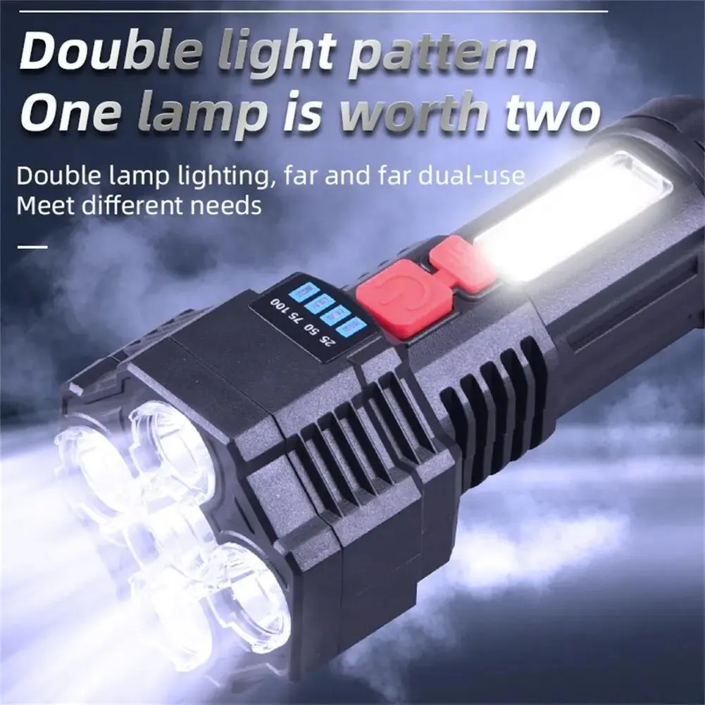 Outdoor Portable 5-heads Led Flashlight 5 Modes 4800mah Lithium Battery Usb Rechargeable Super Bright Torch